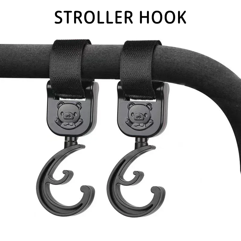 1Pair  Universal Hanger Stroller Accessories Storage Bag Hooks Baby Pram Hooks Rotate 360 Degree Stroller Carriage