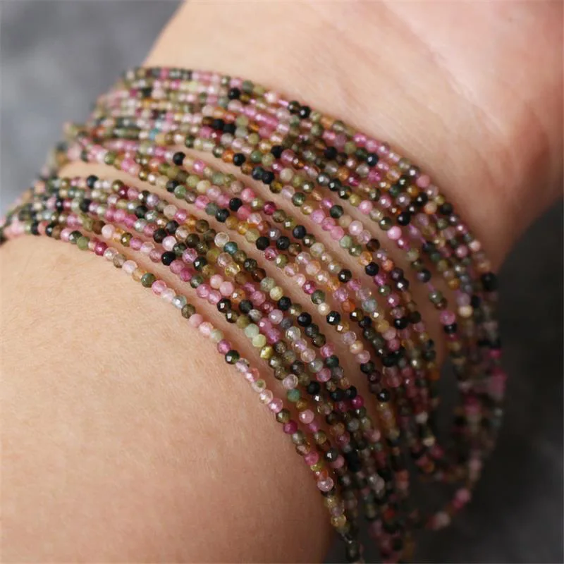 2 mm große Perlen aus natürlichem Stein, Amethyst, Tigerauge, Lapislazuli, eingelegt mit hellen Perlen, zur Schmuckherstellung, DIY-Halskette, Armband, Schmuck
