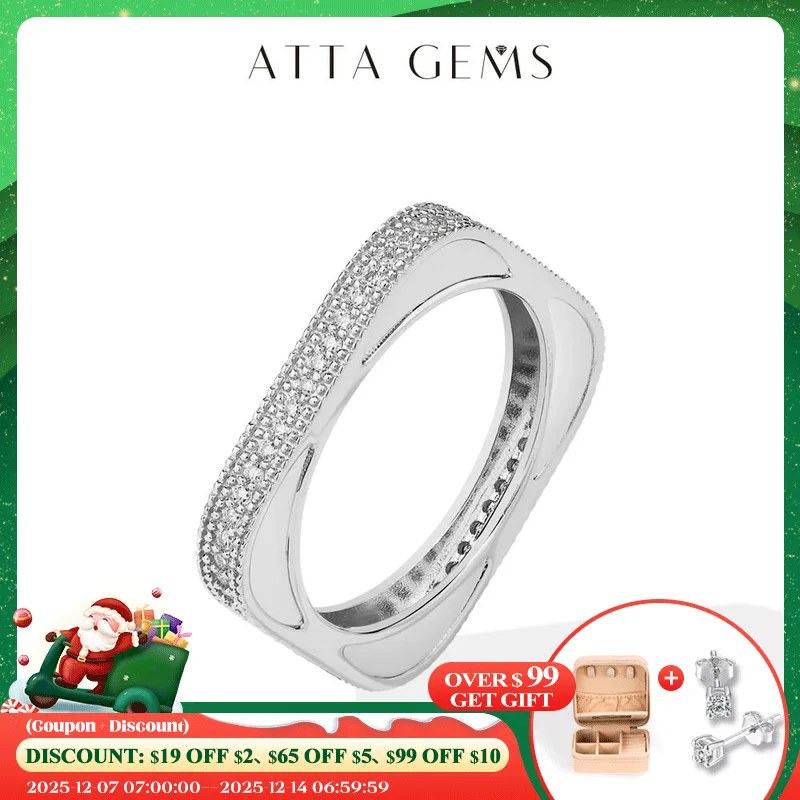 

ATTAGEMS 2025 New Full Moissanite Ring DVVS1 Square Circle Cut 1.0mm S925 Sterling Silver Wedding Band for Women Men Daily Gifts