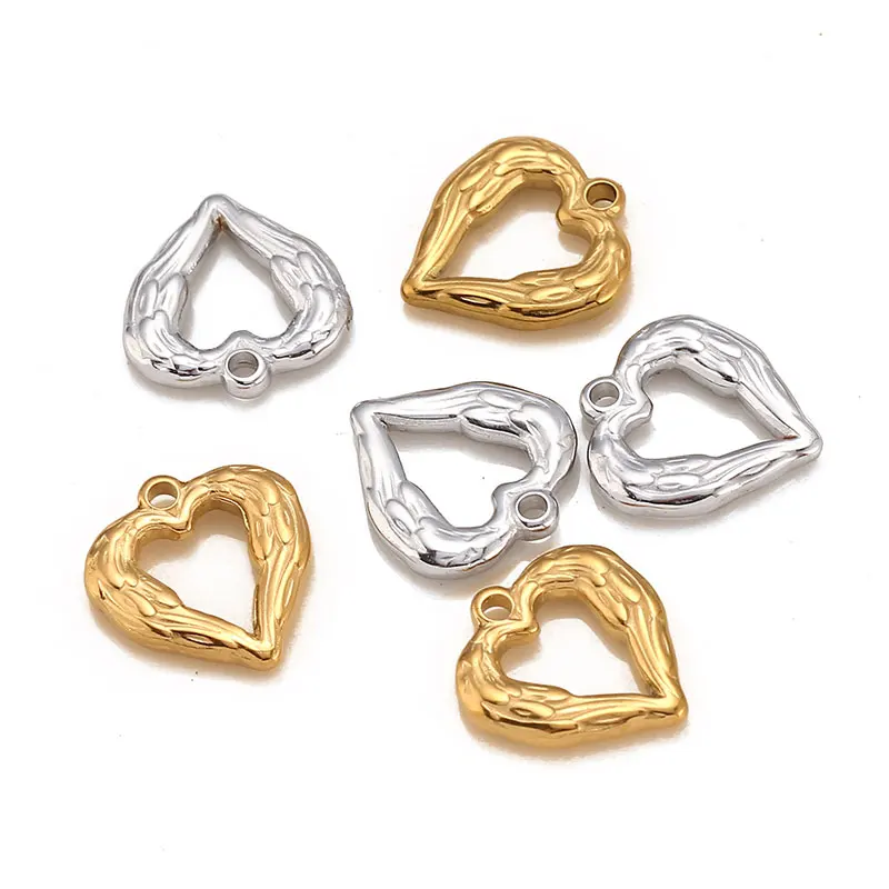 Everfast 10pc DIY Casting Stainless Steel Heart Charms Pendant Men Women Personality Making Jewelry Gift Unisex Can Mix Designs