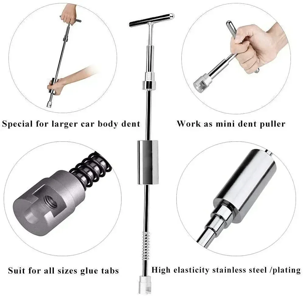 Car Dent Puller Repair T Dent Tool Auto Body Paintless Body Part Mechanical Sheet Metal Slide Removal Slide Hammer Reverse+18Pcs