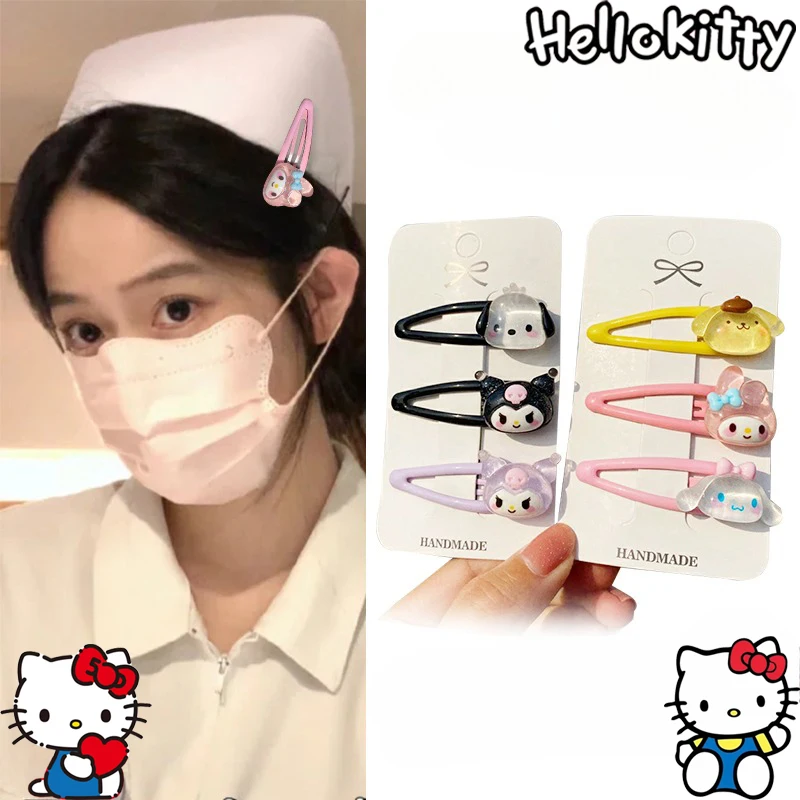 

2024new Sanrio Anime Cute Cartoon Cinnamorolls Hairpin Kuromis Melodys Baby Clip Girls Broken Hair Side Bang A Gift for A Friend