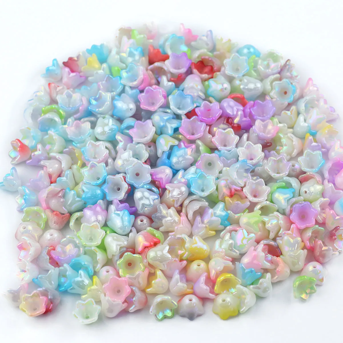 50/150Pcs 8x7mm Multicolor AB Acrylic Lily of the Valley Flower Beads Loose Spacers for DIY Jewelry Bracelet Necklace Making