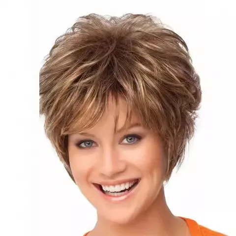 WHIMSICAL Short Ombre Bob Wigs for Women Straight Synthetic Hair Wig with Bangs Fashion Wig with Dark Roots