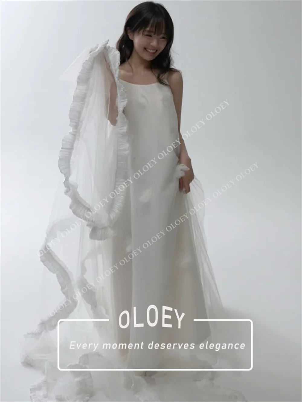 OLOEY Elegant A-Line Wedding Dress Korea Photo Shoot 3D Flowers Organza Bridal Gown Customized 2026 Robe De Mariage