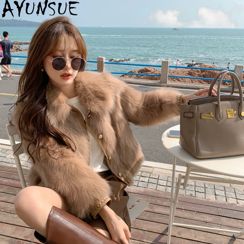 

Fashion Fox Fur Coat Women's Short 2022 Winter New Natural Fur Jacket for Women Elegant Clothing Casacos De Inverno Feminino FC