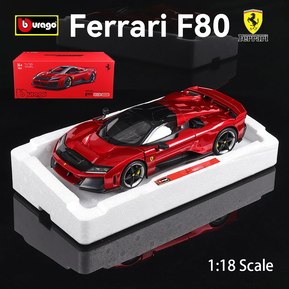 

Bburago 1:18 Новая коллекционная модель автомобиля FERRARI F80 в твердом переплете, литая под давлением, статическая, коллекционная, игрушка