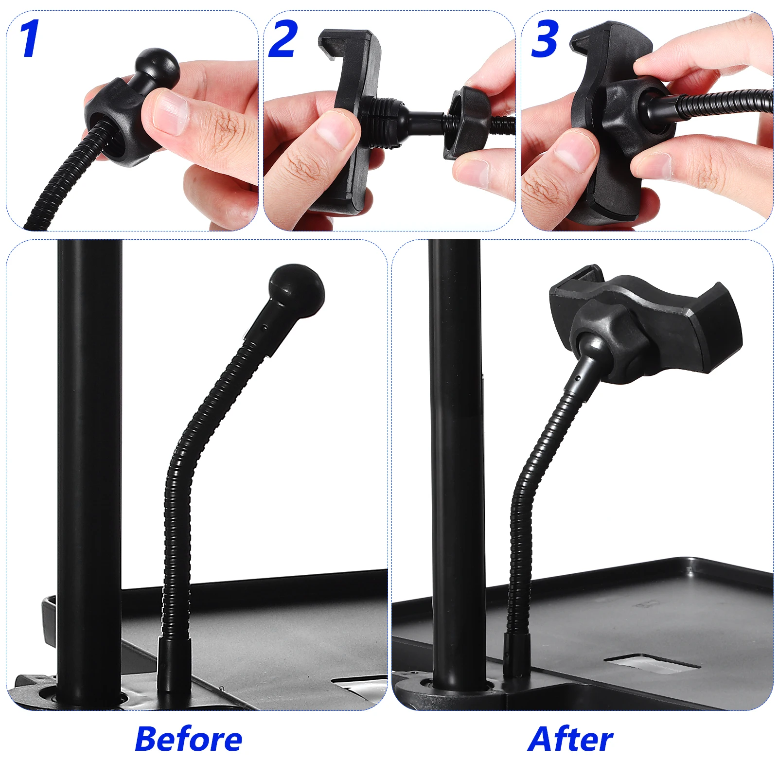 Upgraded Buckle Sound Card Tray Microphone Stand Holder Stable Lock Movable Mic Rack Clamp On Rack Live Broadcast Smartphone