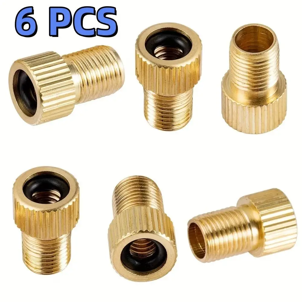 6 Bicycle Mountain Bike Tire Valve Adapters, French Valve to American Valve Model, Tire Air Nozzle Conversion Head