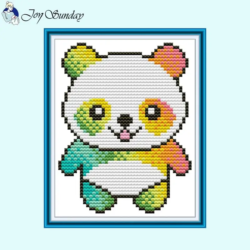 Joy Sunday Cartoon Rainbow Animal Pattern Zestaw do haftu krzyżykowego Aida 11CT 14CT 16CT Zestaw do szycia DIY Dzieci Haft ręczny