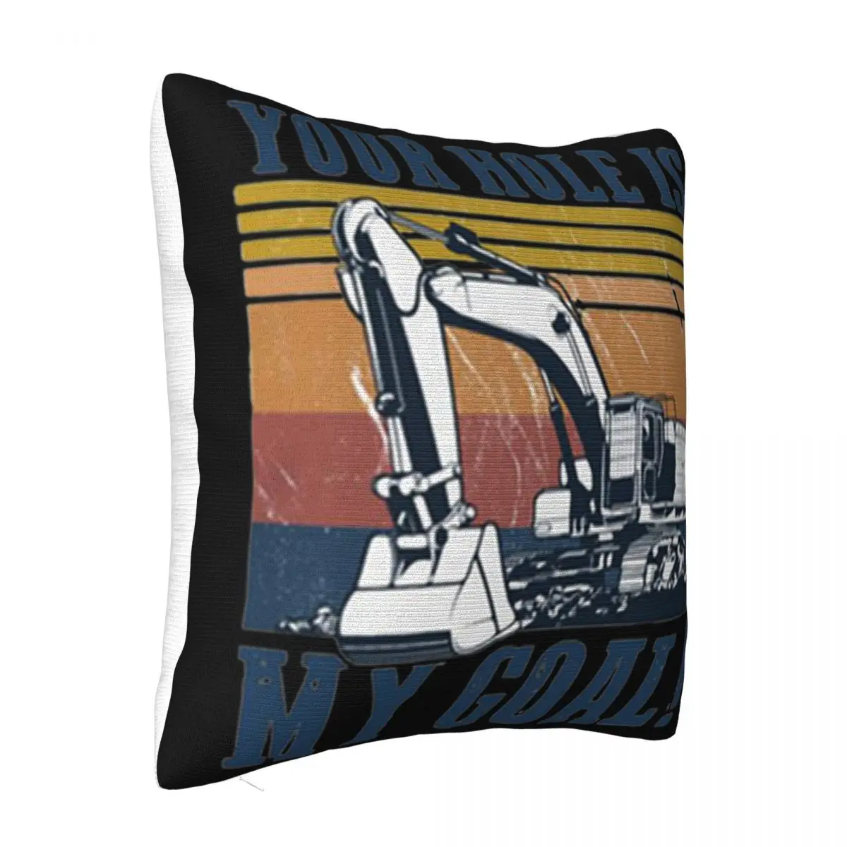 Vintage Excavator Your Hole Is My Goal Cartoon Character Any Logo Child Harajuku Slogan Stylish Oversize Style Pillow Case