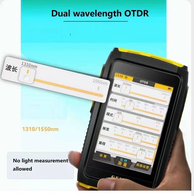 Imagem -03 - Ofw Mini Otdr Óptica Otdr Otdr Refletor Óptico Fibra Ativa Live Tester 1550nm 20db Tela Sensível ao Toque Opm Vfl Iola