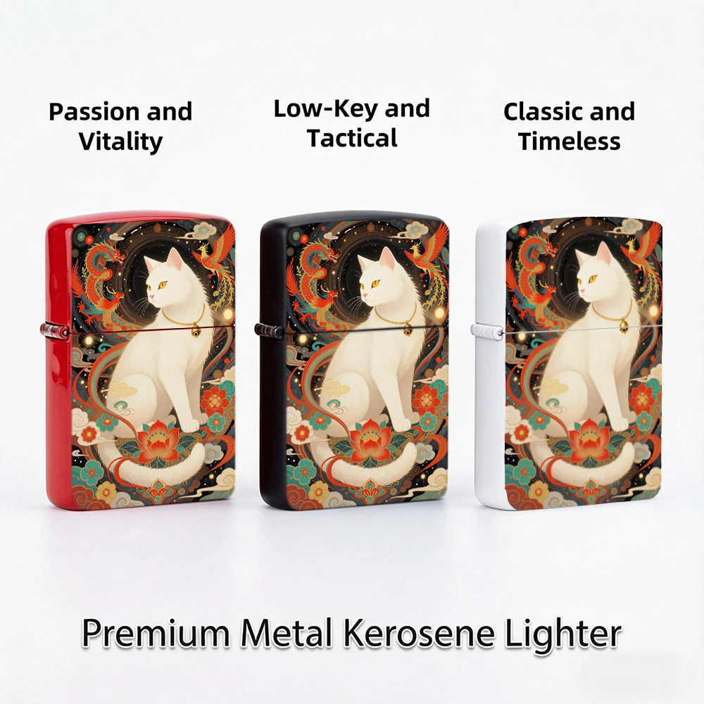 Flip Top Lighter White Cat Dra - Vintage Collectible Lighters 评论和价格