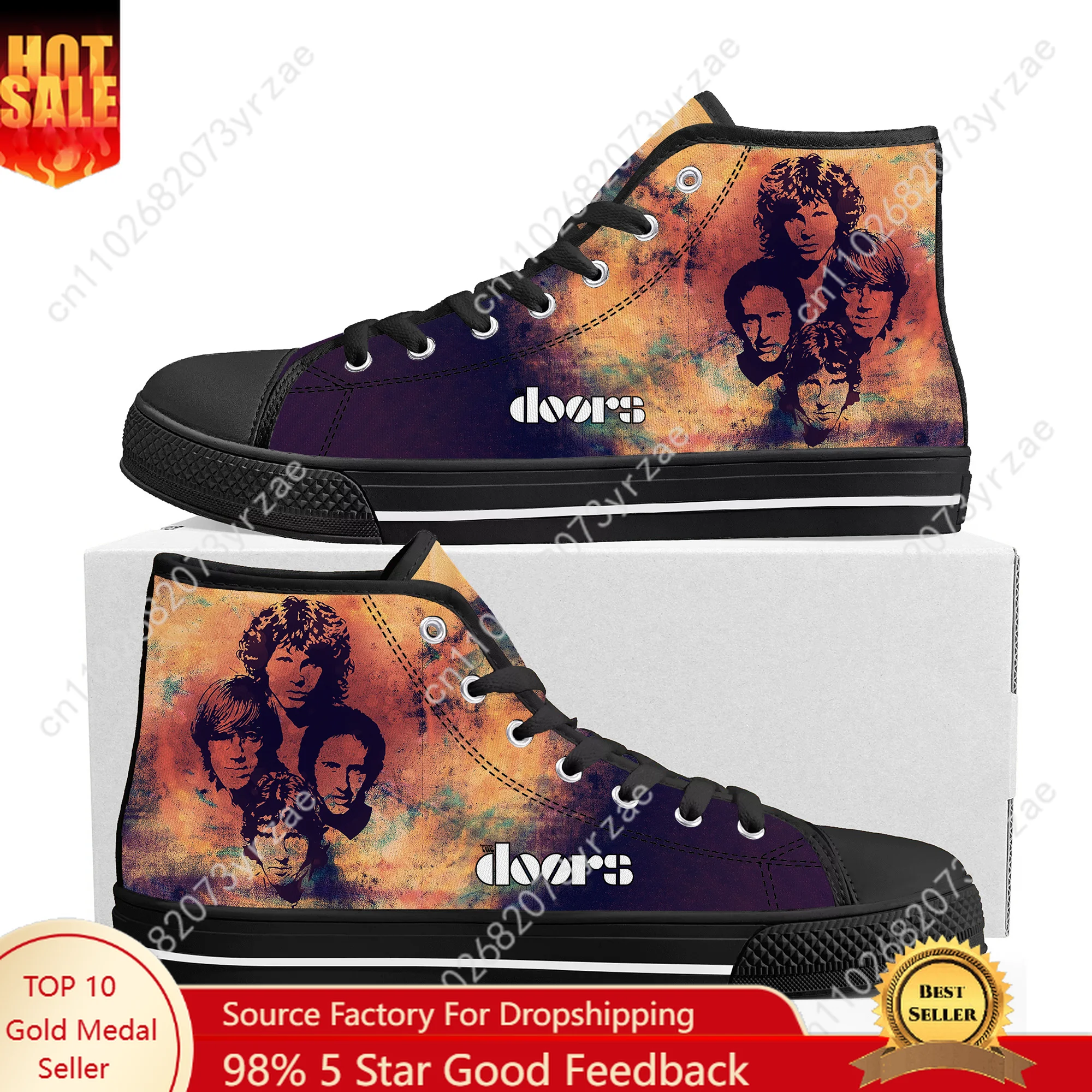 

The Doors High Top Sneakers Mens Womes Teenager High Quality Trend Canvas Sneaker Fashion Built Casual Couple Custom Made Shoes
