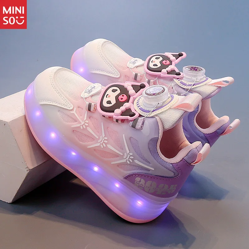 

Miniso Girls Kuromi & Cinnamoroll Heelys Autumn New, Buckle Anti-Slip Roller Shoes Fashion Soft Sole