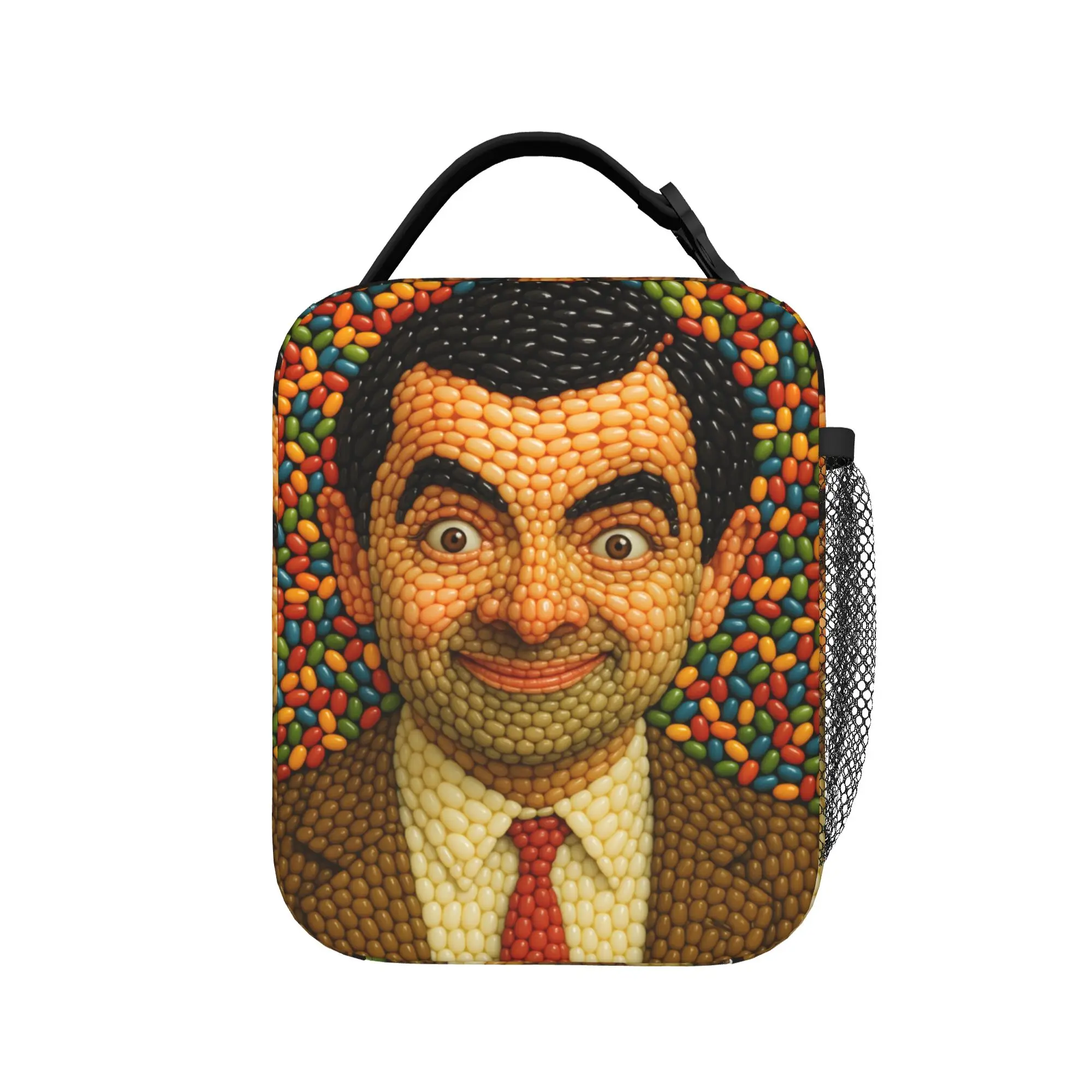 Mr Beans Cartoon Lunch Bag  Convenient Lunch Box Men School Custom Cooler Bag Vintage Oxford Thermal Lunch Bags