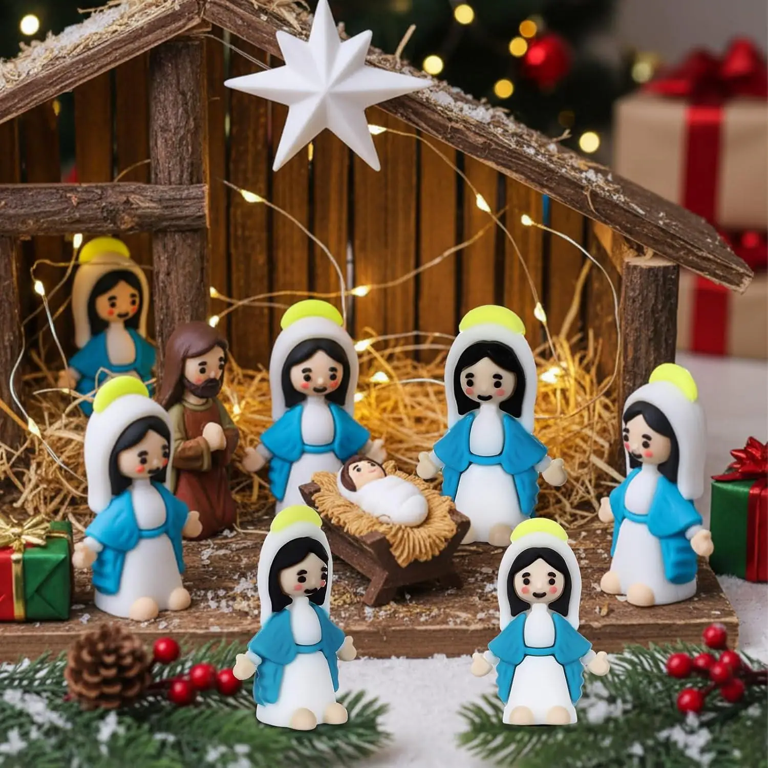 10-100PCS Little Virgin Mary Figurines Bulk Mini Virgin Mary Easter Jesus Figures for Thanksgiving Day Hide Easter Eggs Stuffers