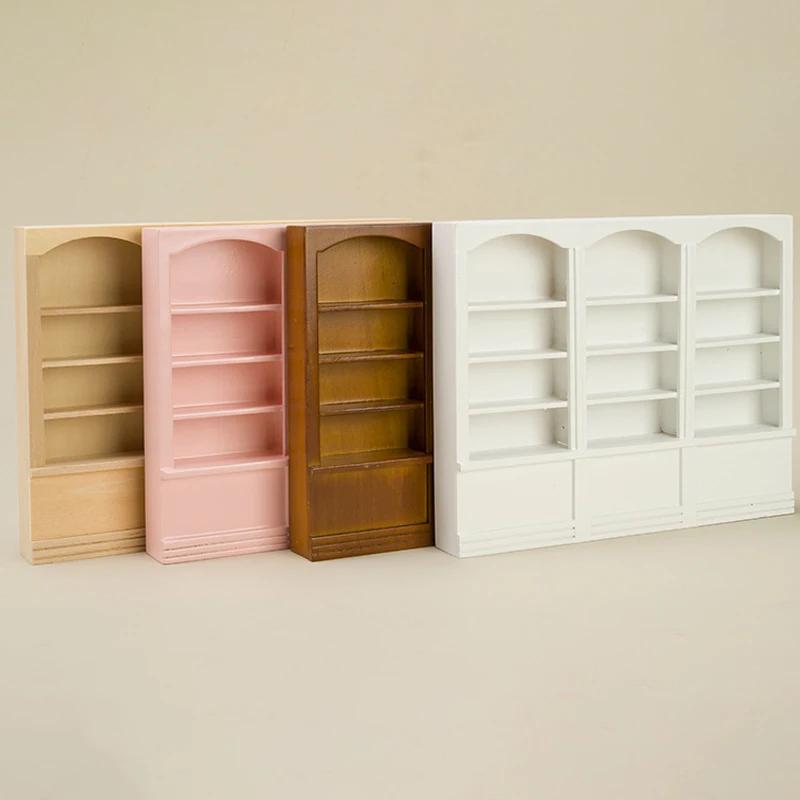 1:12 Scale Mini Storage Miniature Cupboard Bookshelf Classic Wooden Hutch Kitchen Dollhouse Bookcase Wood Cabinet Home Figurines