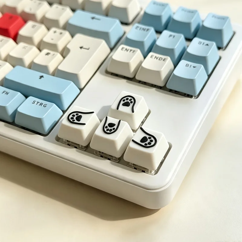 4pcs Fun And Cute Cat Paw Keycaps, Suitable for Cross-Shaped Switches,3D Printed,Durable,Ideal for Gamers And Keycap Enthusiasts