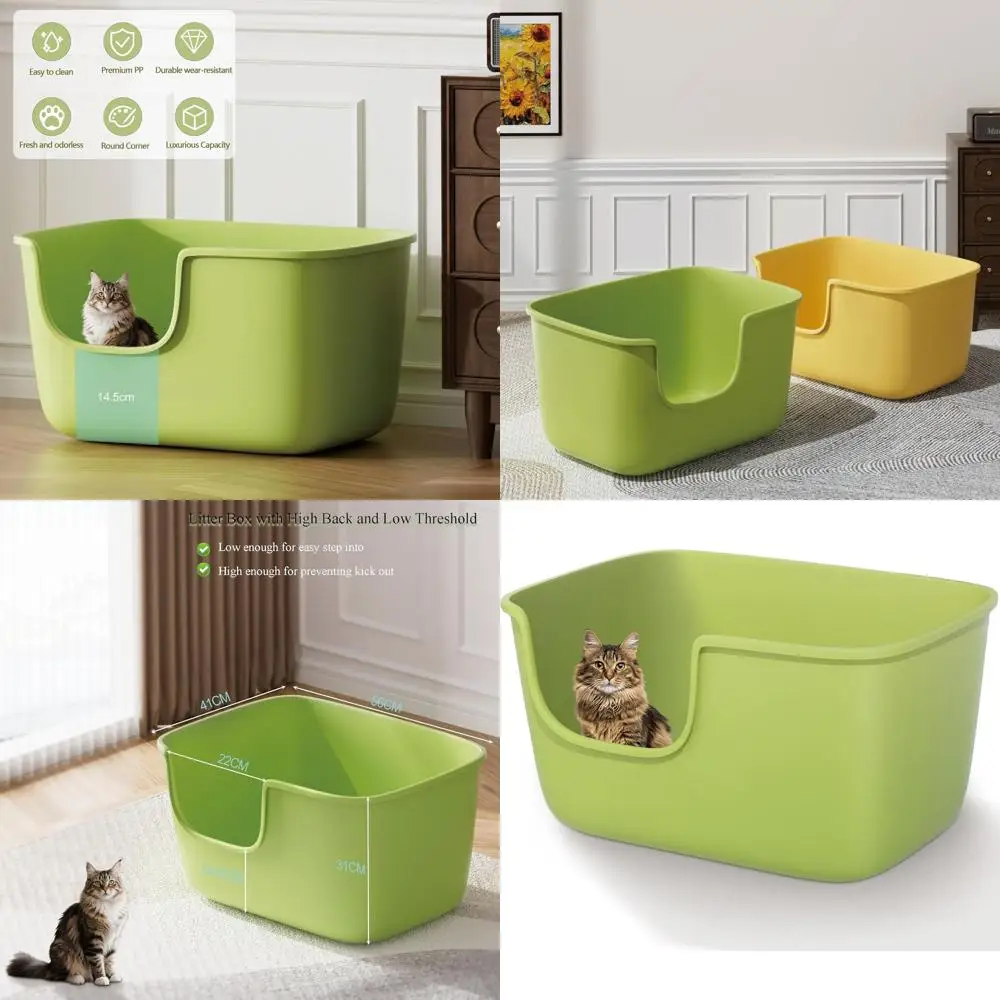 

Extra Large High-Sided Low-Entry Cat Litter Box - 22.2x14.9x12 inches - XL Green