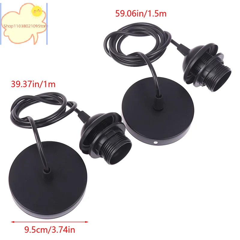 【HT】【HT】Retro E27 Hanging Lamp Holder With 1m/1.5m Hanging Wire Ceiling Lamp Holder Socket Lamp Base For Hanging Pendant Lights