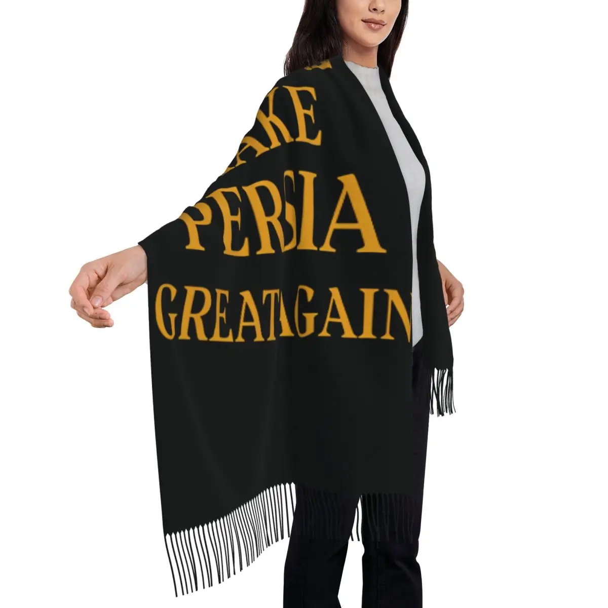 Warm Soft Scarf Winter Make Iran Great Again Shawls and Wrap Iranian National Emblem Gold Lion Bandana Lady Large Scarves