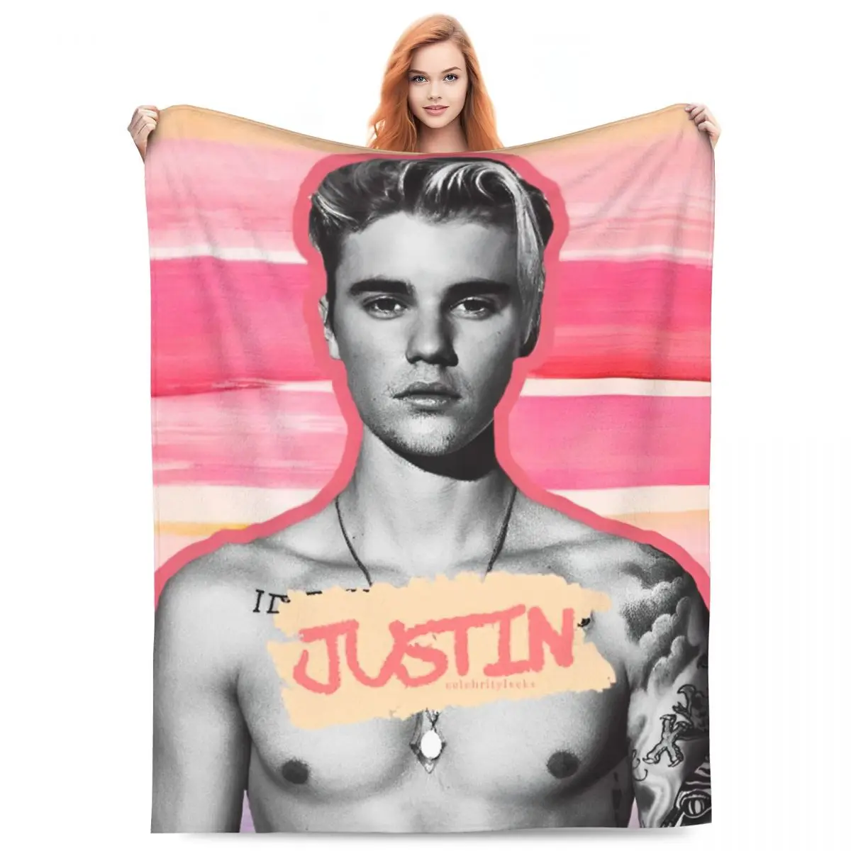 Pop Singer J-Justin Bieber Blanket Flannel Winter Portable Warm Throw Blanket for Bed Couch Bedspread