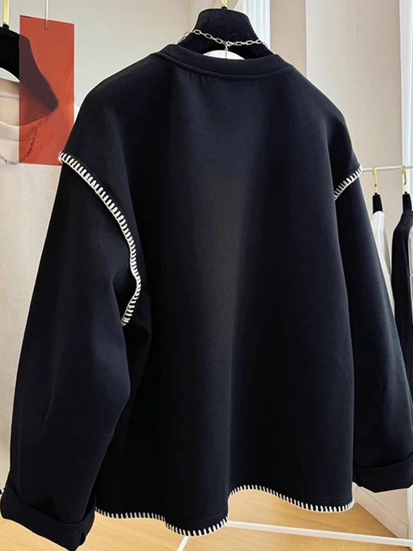 plus Size Sweatirt round Ne Women's Clothing Conceals Flaws Autumn Winter Outerwear Faionable Versatile plus Size Hoodie