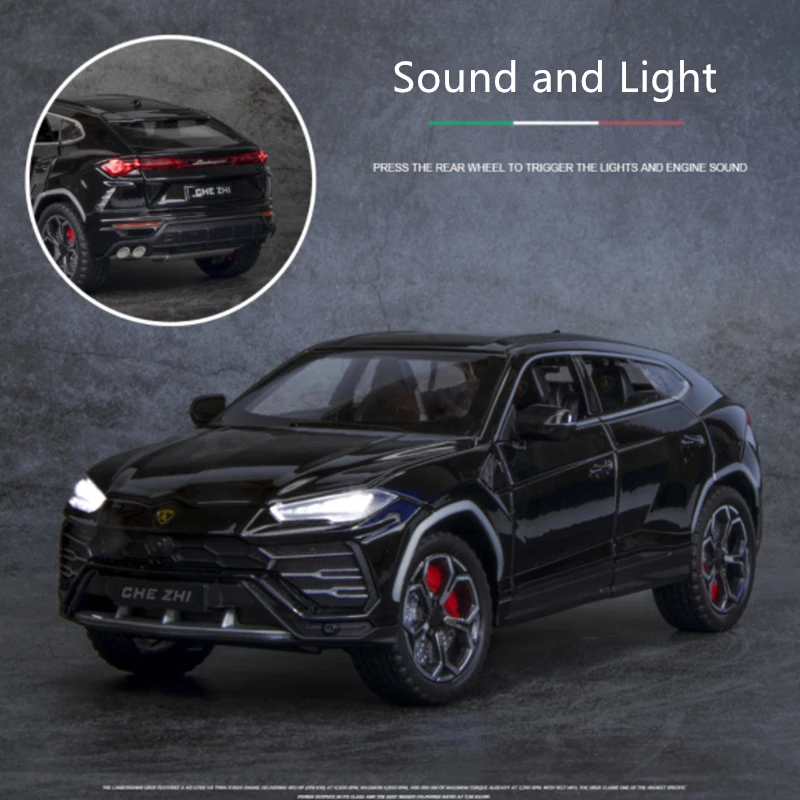 1:24 URUS Bison SUV Alloy Sports Car Model Diecasts Metal Off-road Vehicles Car Model Simulation Sound and Light Kids Toys Gift