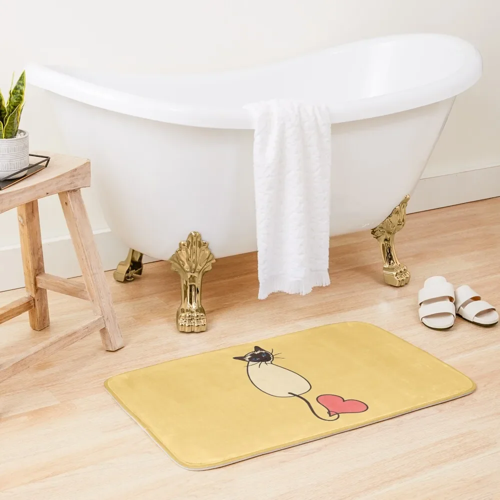 

Love Siamese Cat-Yellow Bath Mat Carpet Anti Slip Bathroom Carpet Bathroom Slip Bedroom Carpet Mat