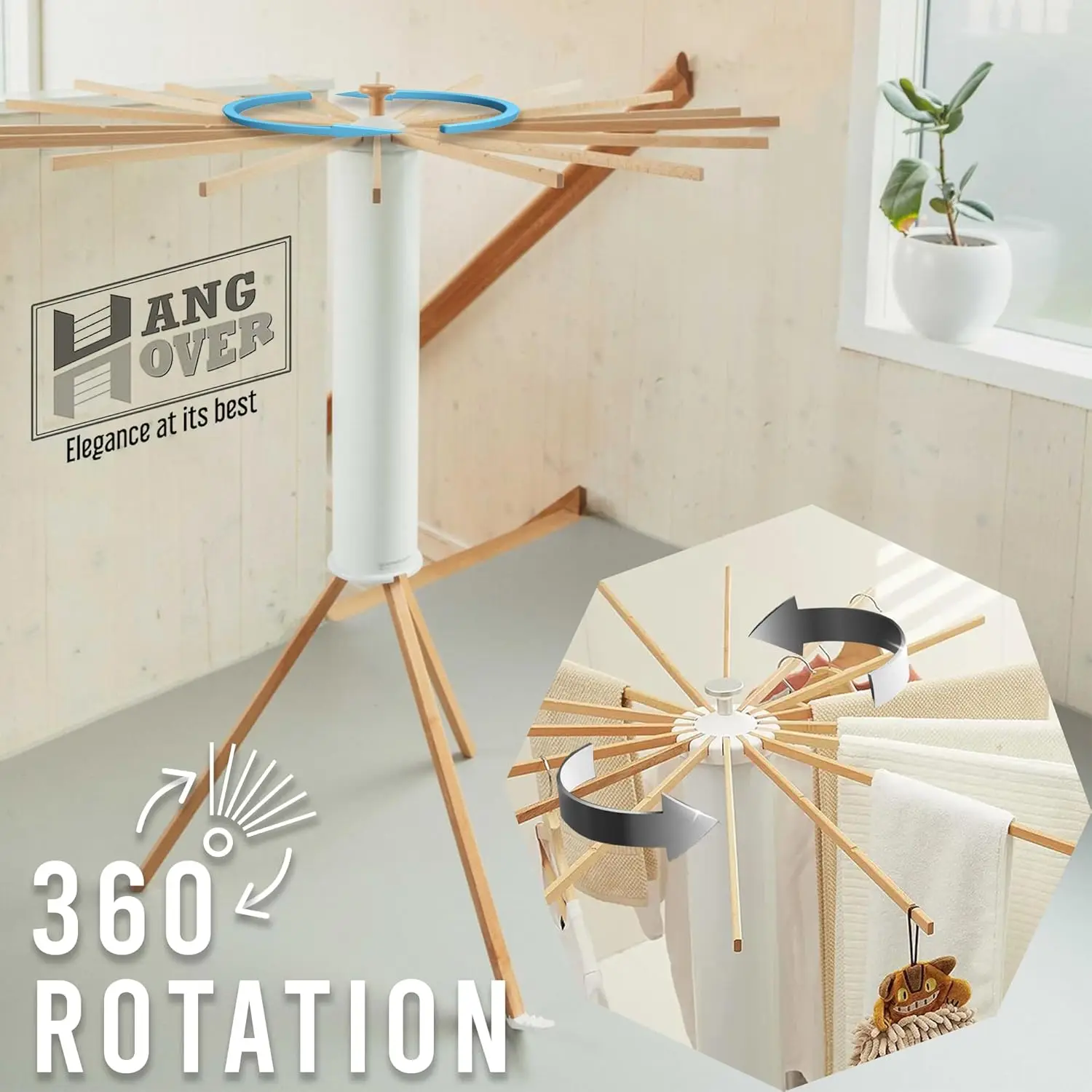 Foldable Octopus-style Clothes Drying Rack Foldable Clothes Drying Bamboo Rack Portable Rotating Clothes Drying Rod 16 Rods