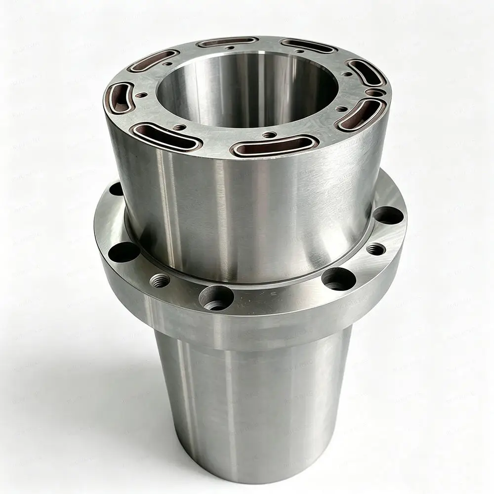 CNC Machining Precision Hydraulic Distribution Sleeve Control Bushing Flanged Mounting Housings Bearing Seats Seal End Caps