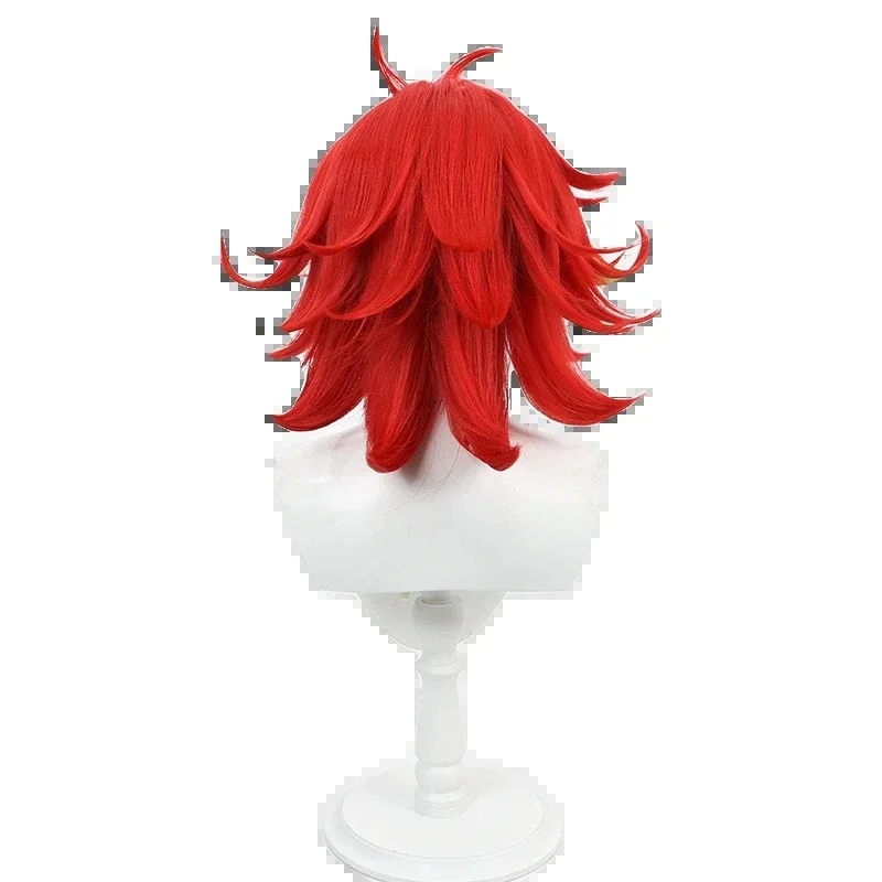 Niffty Wig Anime Hotel Cosplay Wigs Short Red Curly Heat Resistant Synthetic Hair for Halloween Costume Party Role Play