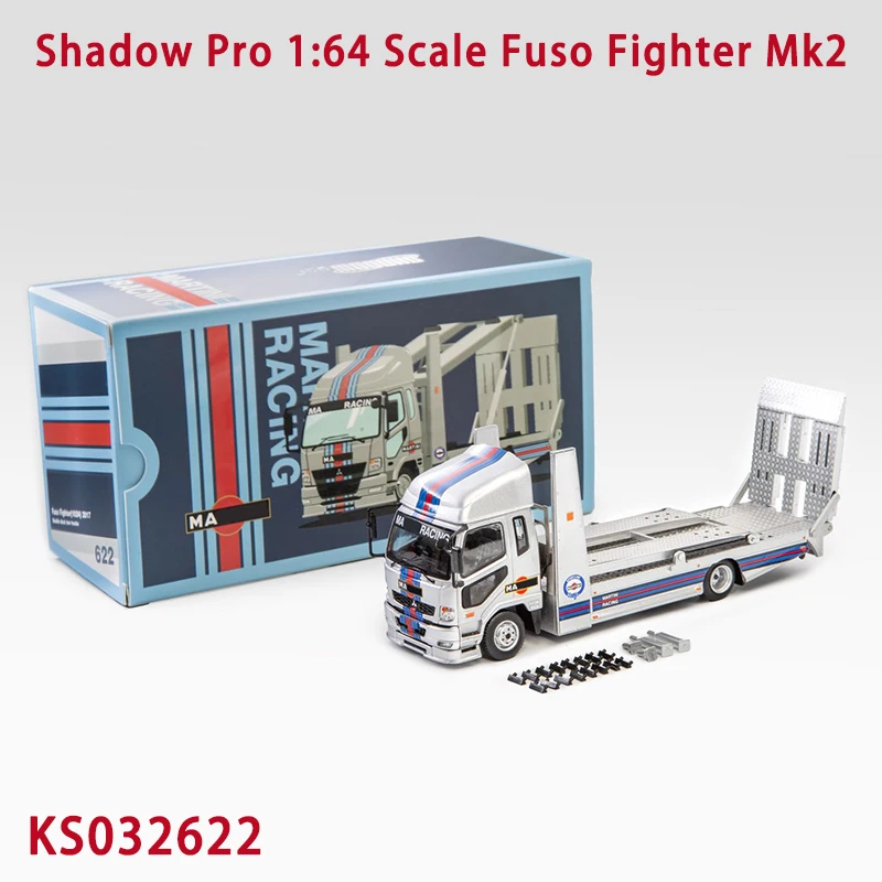 Shadow Pro 1:64 Scale Fuso Fighter Mk2 Double Decker Flatbed Trailer Alloy Car Model Adult Collection Decoration Gift Display