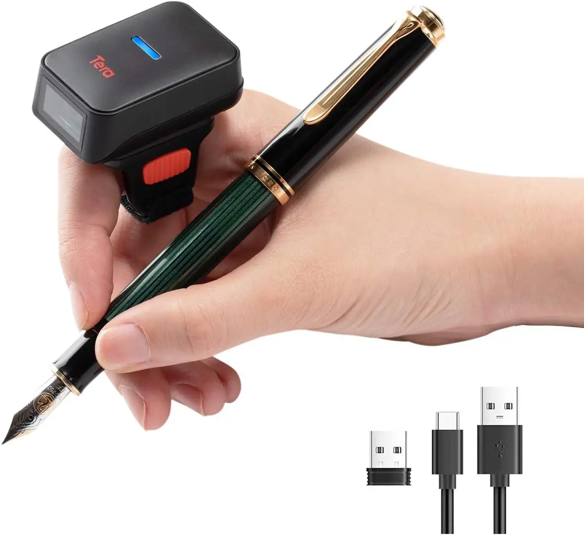 Extreme Performance Wireless Ring Barcode Scanner with Bluetooth, Fast Scanning Speed High Resolution Wearable Finger Reader