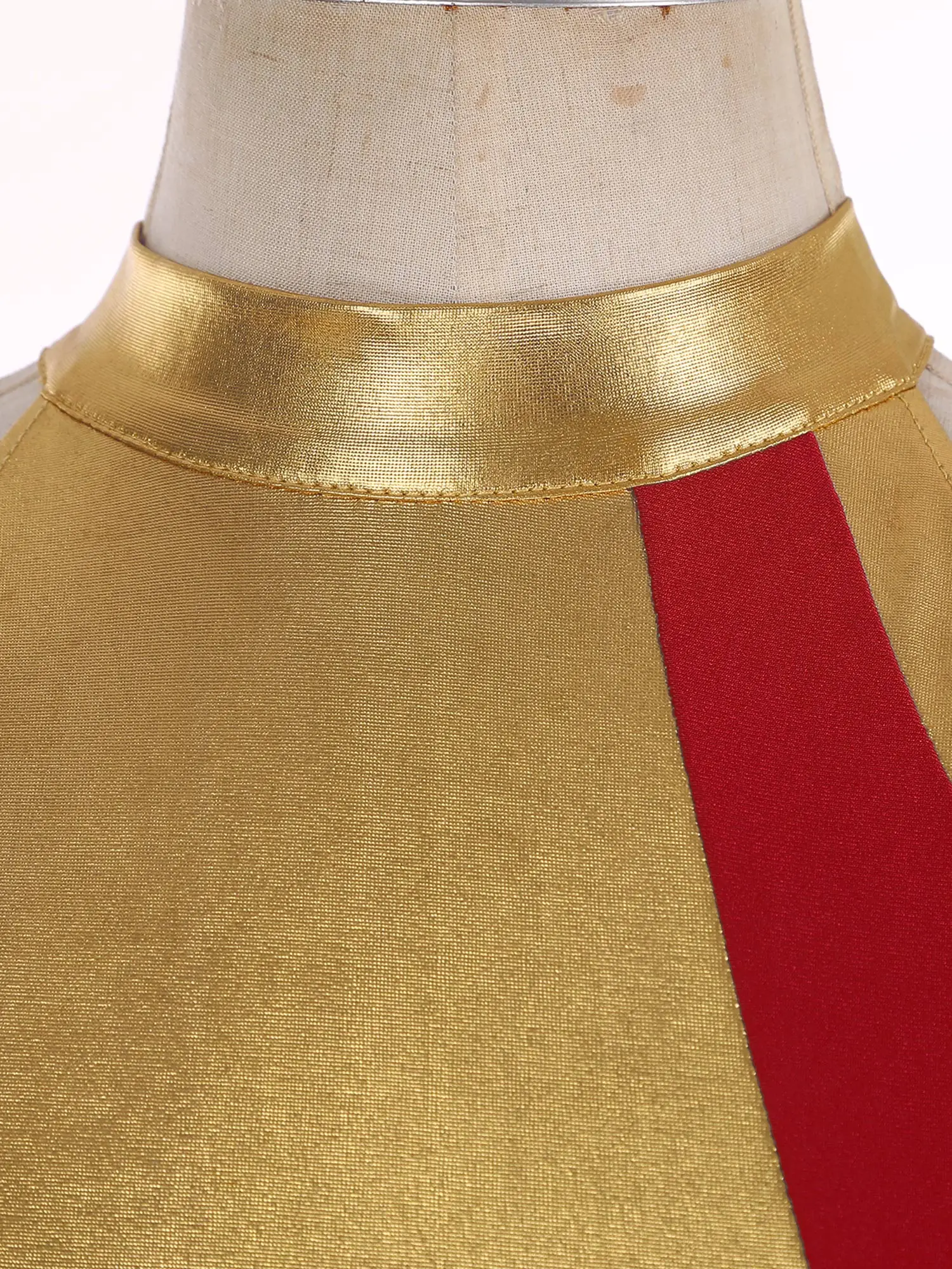 ‌Women’s Soft Chiffon Waltz Dance Dress Round Neck Comfortable Stretchy Flowy Skirt for Lyrical Dance Stage Special Occasions