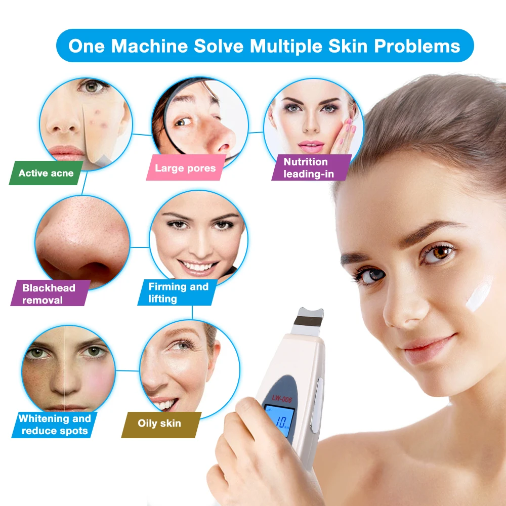 Ultrasonic Deep Face Facial Scrubber Cleaner Cleaning Machine Skin Peeling Blackhead Removal For Pore Cleaner Face