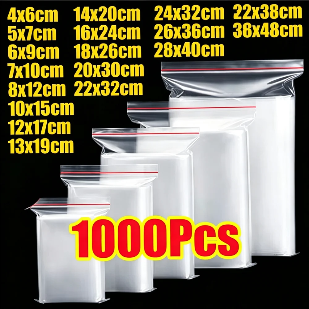 Food Storage Locker - 100-1000Pcs Small Zip Lock Plastic Bags