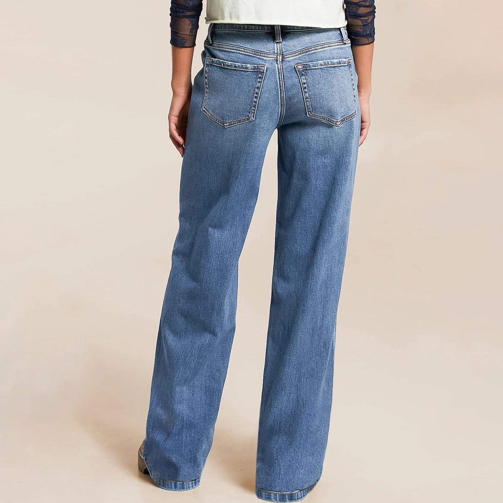 Fashion Loose Straight Leg Jeans Female Baggy Wide Fit Casual High Waist Retro Washed Vintage Style Casual Denim Pants