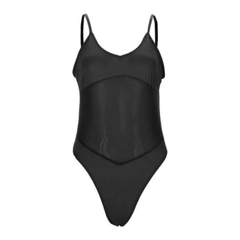 See Through Swimsuit Monokini Scoop Neck Tummy Control Bikini UV Protection Integrated Suit Light-Transmitting For Beach Pool