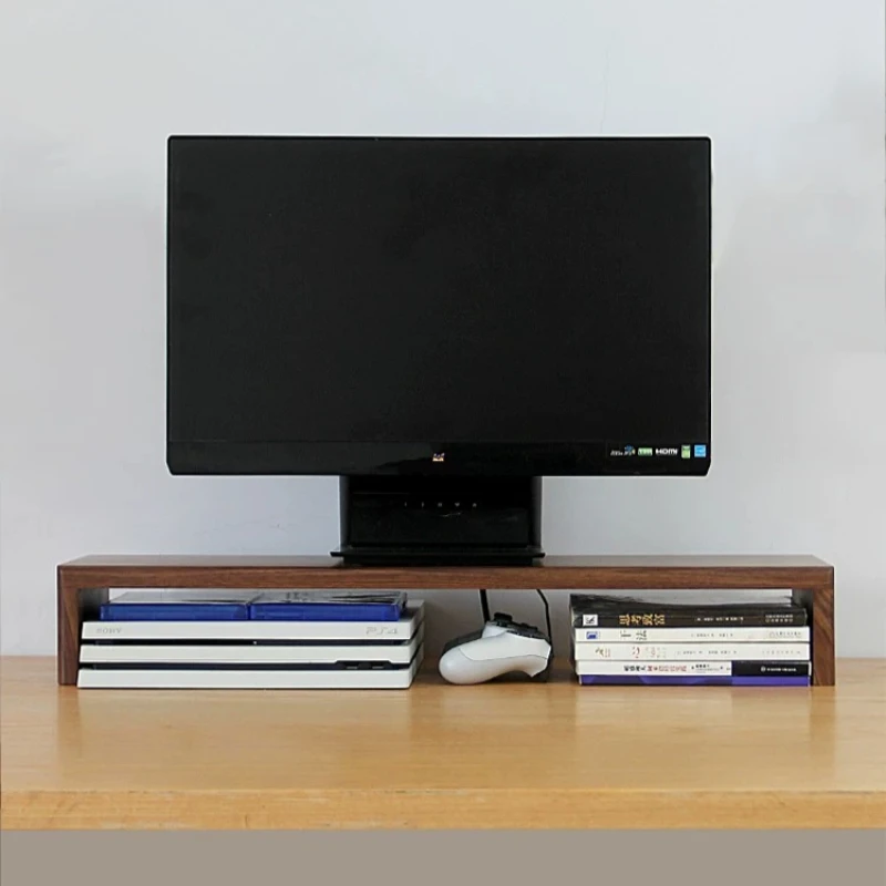 Solid Wood Monitor Support Desktop Computer Laptop Storage Riser Stand Office Non-slip Monitors Bracket Home Monitor Organizer