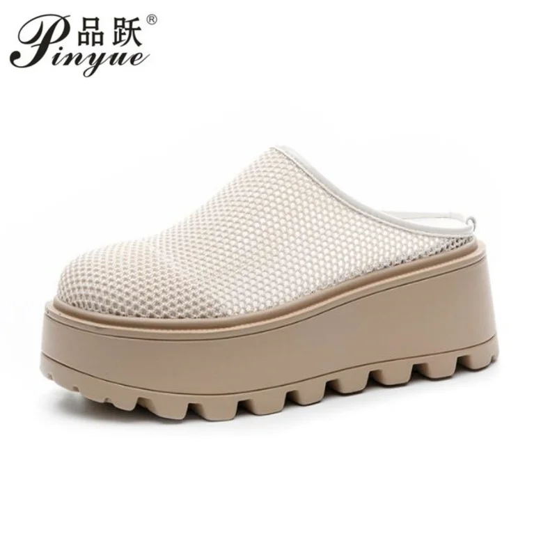 

Женские туфли-мэри-джейн на платформе 7 см с дышащей сеткой, летние, на массивном каблуке, повседневные, размеры 34-39