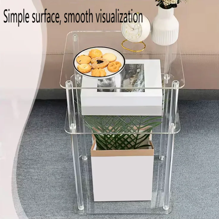 

Acrylic Coffee Table Square Side Table Transparent Multi-layer Simple Sofa Side Table Bedside Table Living Room Kitchen Storage