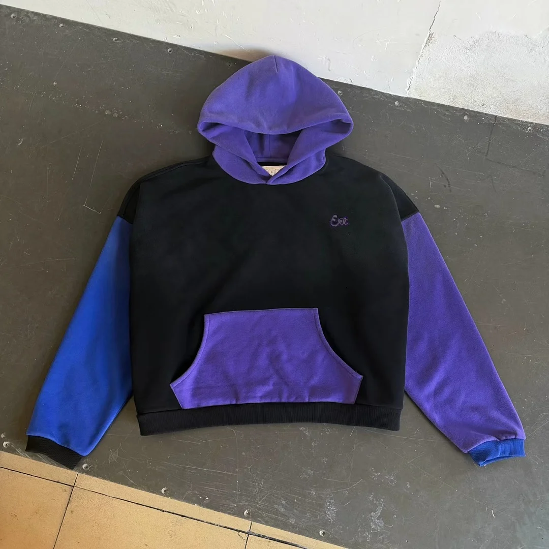 2026 Best Version Winter Aurora fleece Color Blocking Women Men Hooded Sweatshirt Hoodies Loose Fit Men Casual Cotton Hoodie