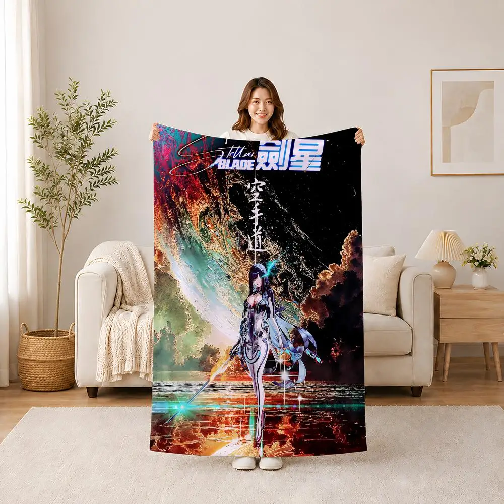 Hot Stellar Blade Game Throw Summer Flannel Blanket, Anti-Static Washable Shawl for Car Office Kids Nap