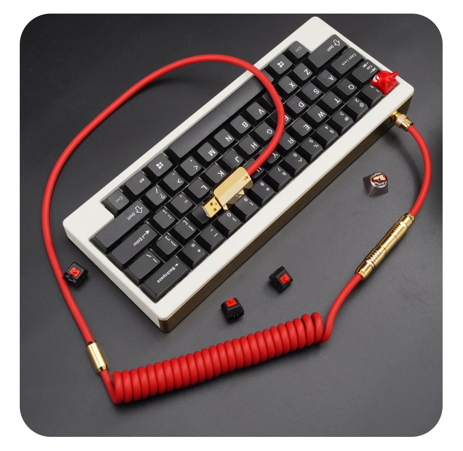 

GeekCable Manual DIY custom Mechanical Keyboard Data Cable Super Elastic Series Gold Hardware red TypeC