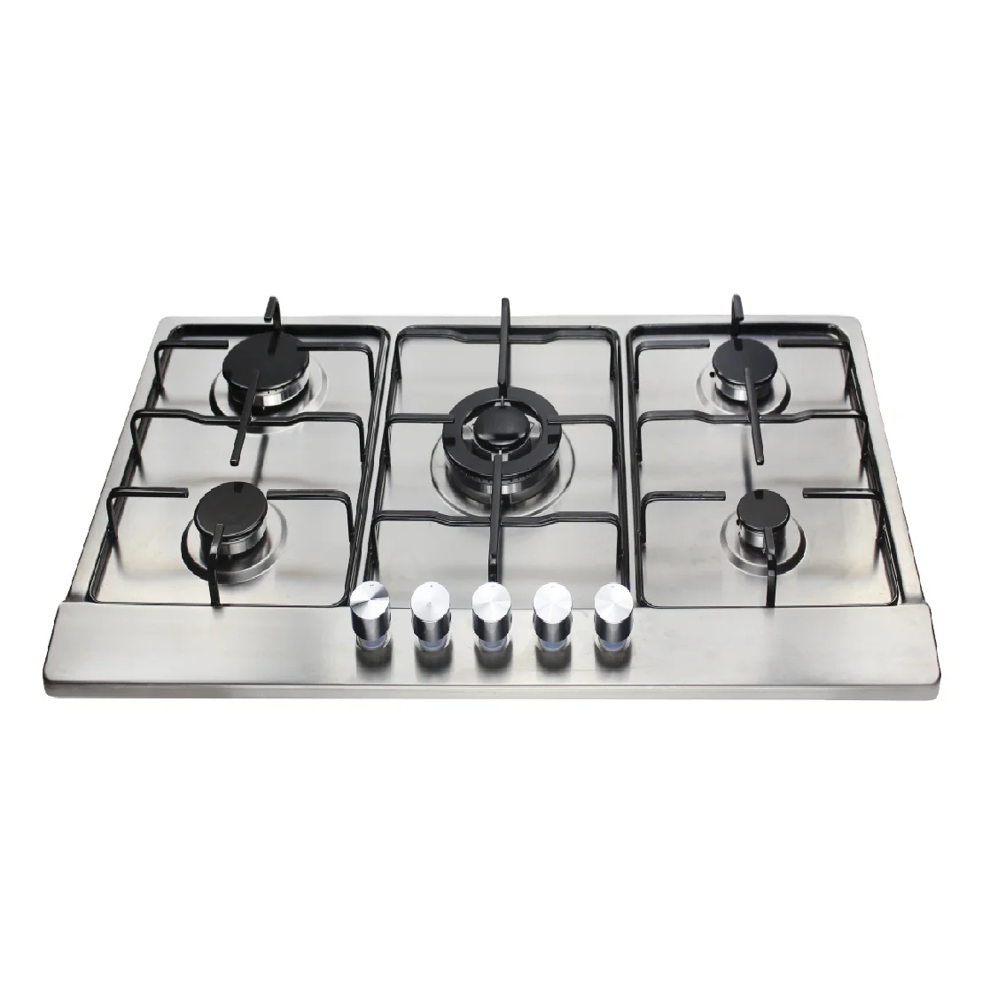 ポータブル5口ガスコンロ 簡単清掃 ステンレス鋼エナメルホブ ビルトインガスコンロ 屋外 ホテル 車 バッテリー/電気対応
