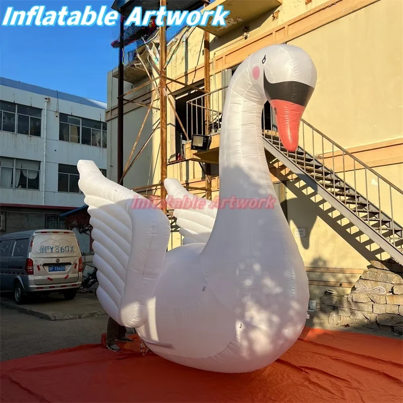 Factory Direct 4 Meters Height Large White Inflatable Swan for Events Party Rentals Toys