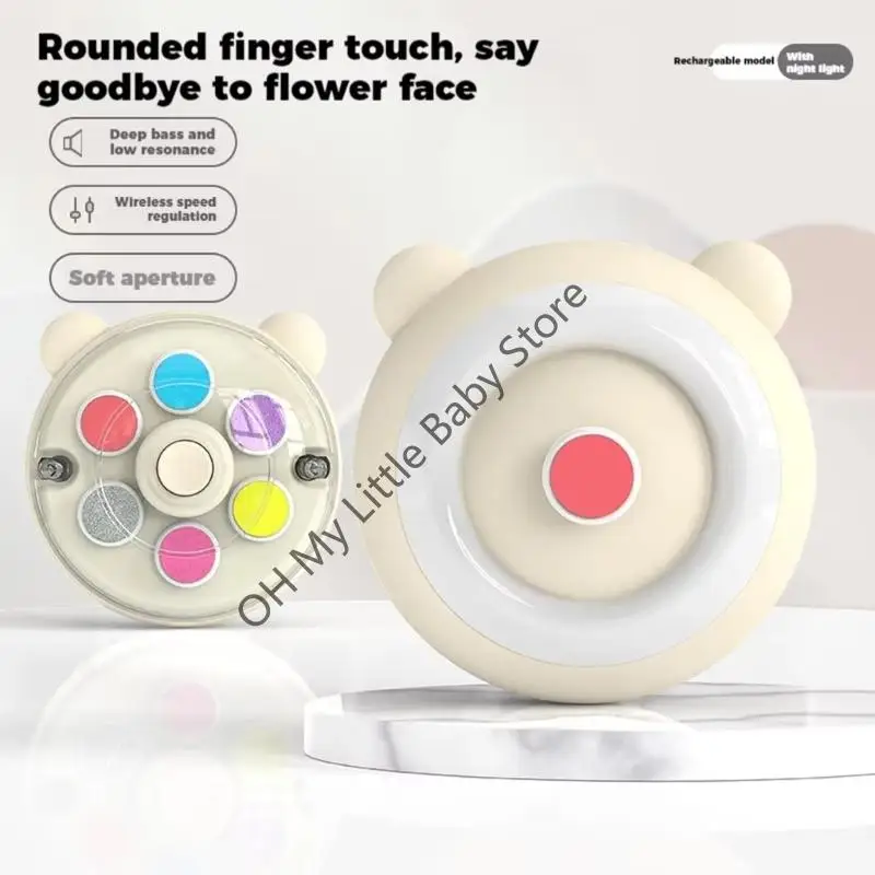 M76C Baby Electric Nails Trimmer تعمل مع ضوء LED للعناية بالأظافر الرضعية ، ويشمل 6 طحن الرأس 2 التحكم في السرعة