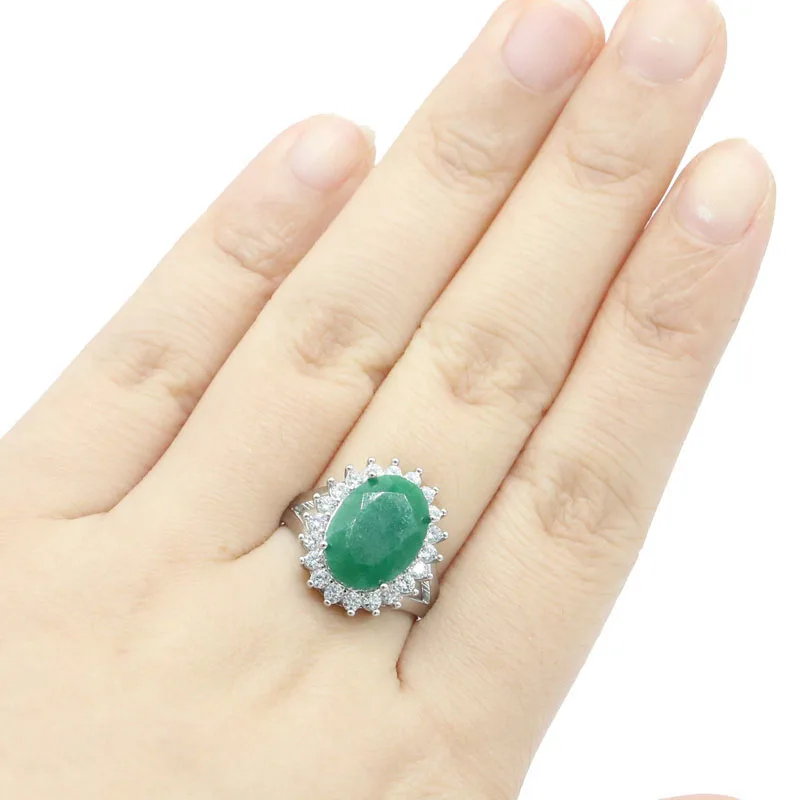 Buy 3 Get 1 Free 19x16mm Highly Recommend Top Selling Real Green Emerald Blue Sapphire Red Ruby Females Daily Wear Silver Rings